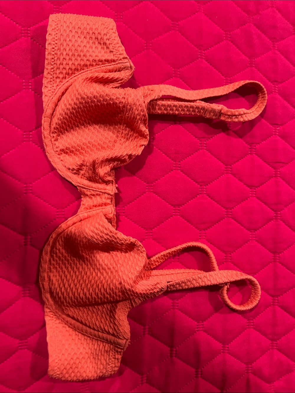aerie Orange Textured Bikini Top